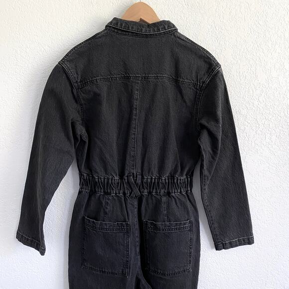 NWT Universal Thread Women's Black Denim Long Sleeve Jumpsuit Full Zip Utility - Picture 6 of 11